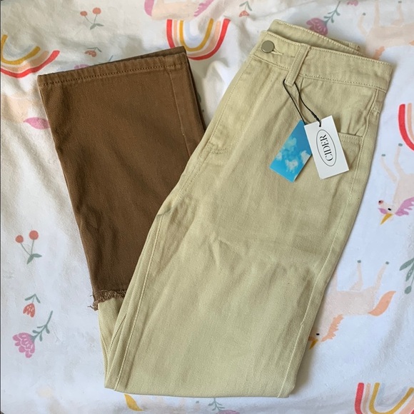 Cider Denim - NWT Cider Two-Tone Jeans in Brown and Cream